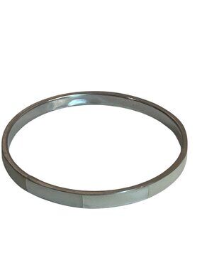 Mother Of Pearl Inlay Silver-Tone Bangle Bracelet Minimalist Stackable